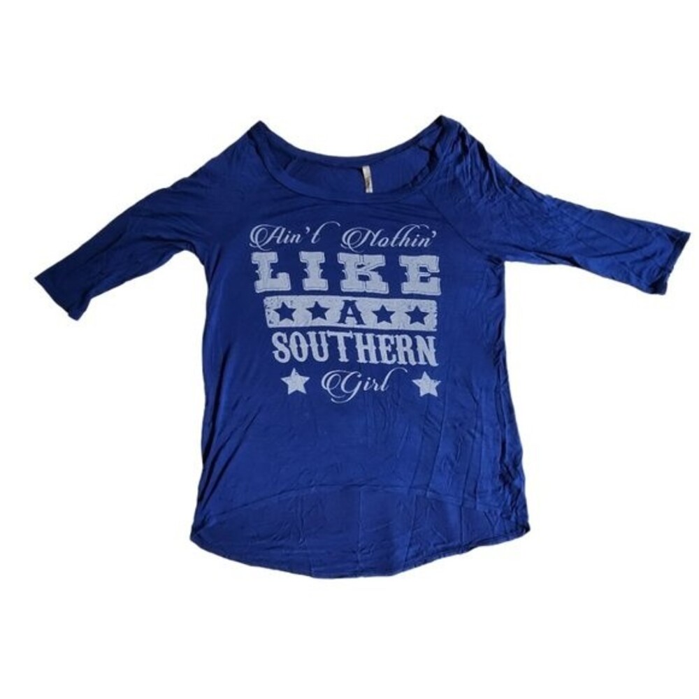 Brenda's blue Ain't Nothin' Like A Southern Girl 3/4 sleeve top sz UNSIZED
